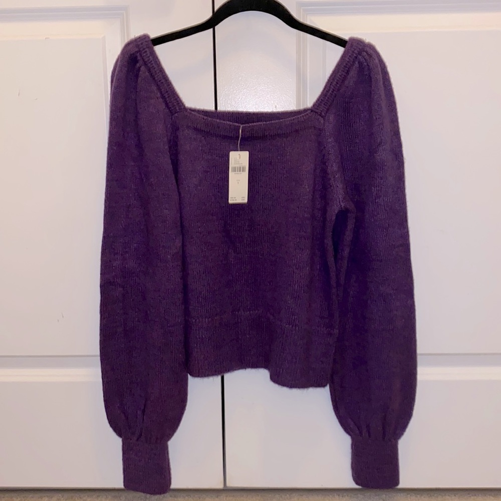 Anthropologie square neck purple sweater with tags